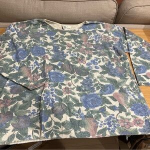 🌿 Vintage Floral Knit Sweater Top – Oversized Fit 🌿